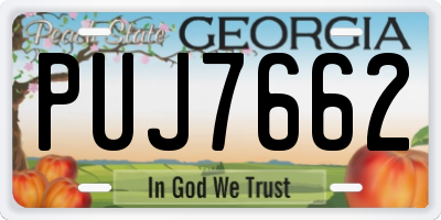 GA license plate PUJ7662