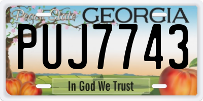 GA license plate PUJ7743