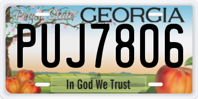 GA license plate PUJ7806