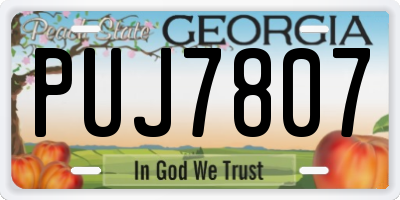 GA license plate PUJ7807