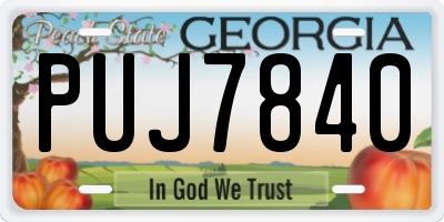 GA license plate PUJ7840