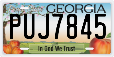 GA license plate PUJ7845