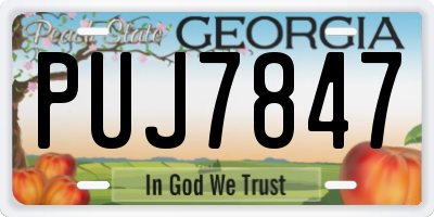 GA license plate PUJ7847