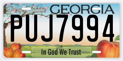 GA license plate PUJ7994