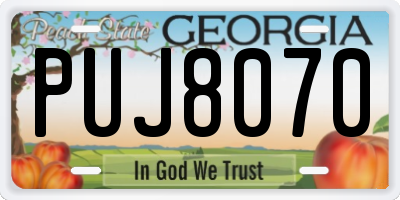 GA license plate PUJ8070
