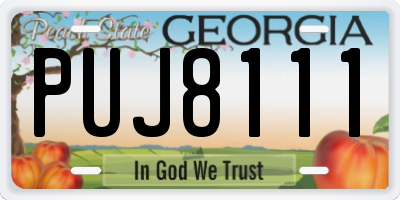 GA license plate PUJ8111