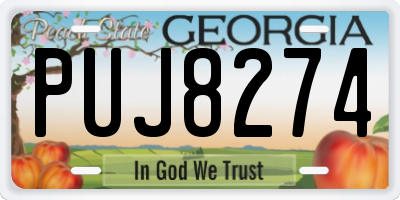 GA license plate PUJ8274