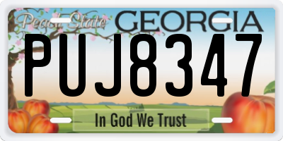 GA license plate PUJ8347