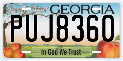 GA license plate PUJ8360