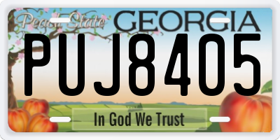 GA license plate PUJ8405