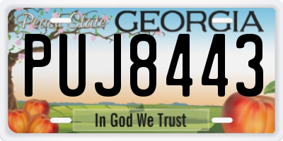 GA license plate PUJ8443