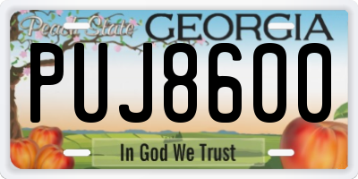GA license plate PUJ8600