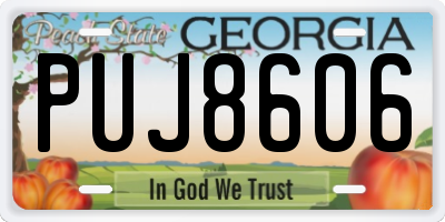 GA license plate PUJ8606