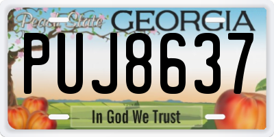 GA license plate PUJ8637