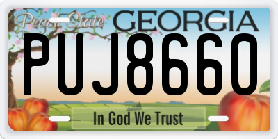 GA license plate PUJ8660
