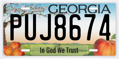 GA license plate PUJ8674