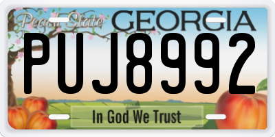 GA license plate PUJ8992