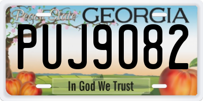 GA license plate PUJ9082