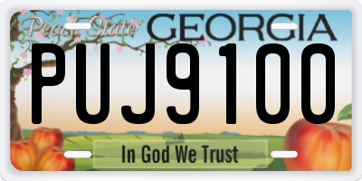 GA license plate PUJ9100