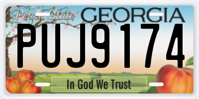 GA license plate PUJ9174