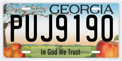 GA license plate PUJ9190