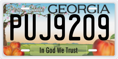GA license plate PUJ9209