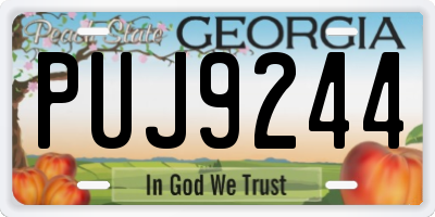 GA license plate PUJ9244