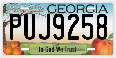 GA license plate PUJ9258