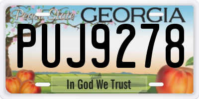 GA license plate PUJ9278