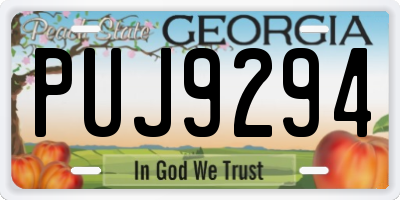 GA license plate PUJ9294