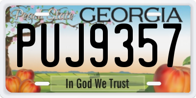 GA license plate PUJ9357