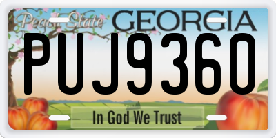 GA license plate PUJ9360