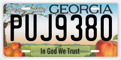 GA license plate PUJ9380