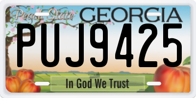 GA license plate PUJ9425