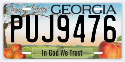 GA license plate PUJ9476