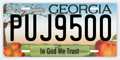 GA license plate PUJ9500