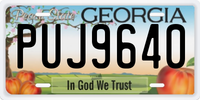 GA license plate PUJ9640