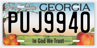 GA license plate PUJ9940