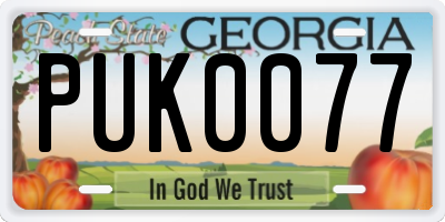 GA license plate PUK0077