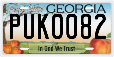 GA license plate PUK0082