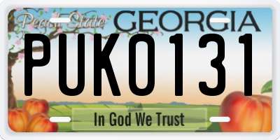 GA license plate PUK0131