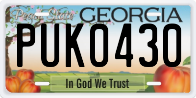 GA license plate PUK0430