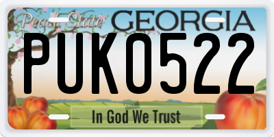 GA license plate PUK0522