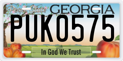 GA license plate PUK0575