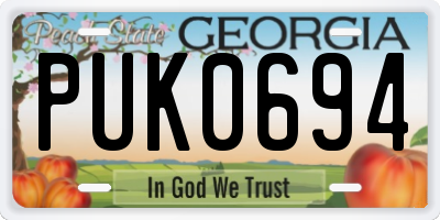 GA license plate PUK0694
