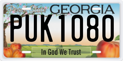 GA license plate PUK1080