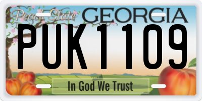 GA license plate PUK1109