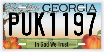 GA license plate PUK1197