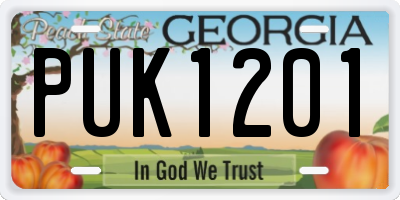 GA license plate PUK1201