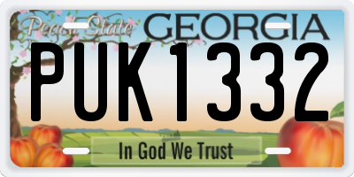 GA license plate PUK1332
